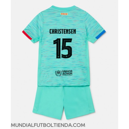 Camiseta Barcelona Andreas Christensen #15 Tercera Equipación Replica 2023-24 para niños mangas cortas (+ Pantalones cortos)